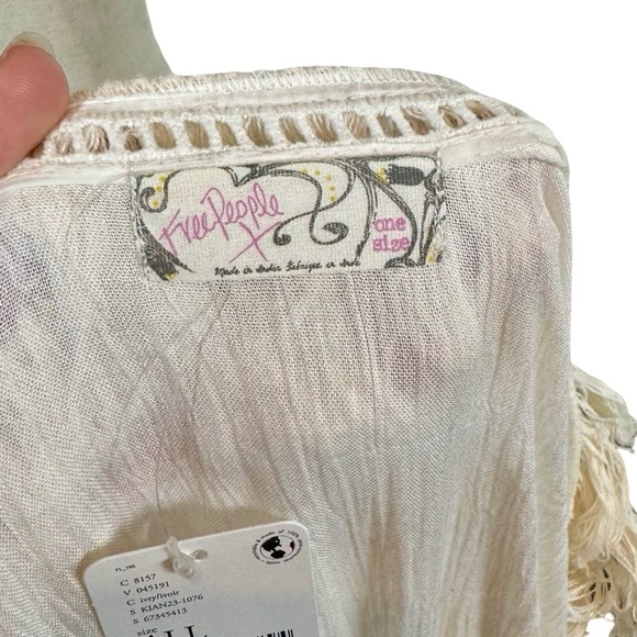 NEW NWT Free People Sun Bleached Fringe Long Line Open Front Kimono - Picture 3 of 10